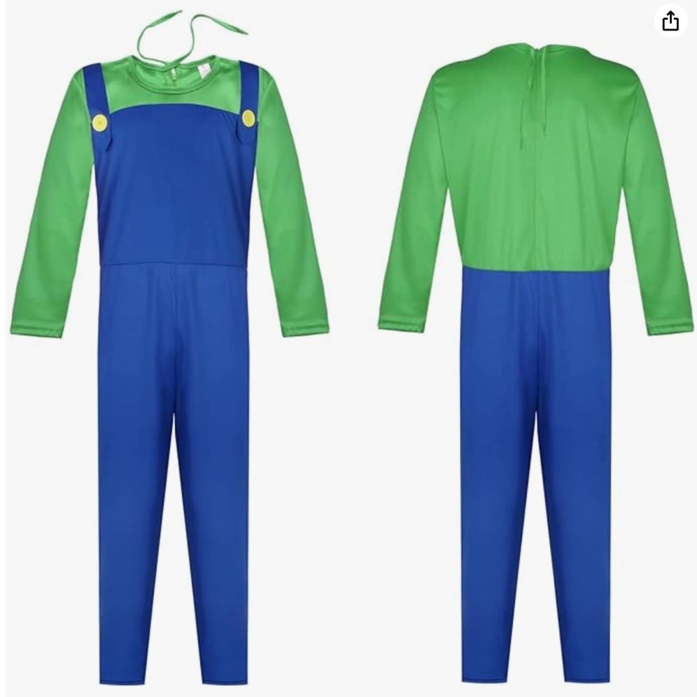 Super Mario Luigi Halloween Costume Adult Size XL